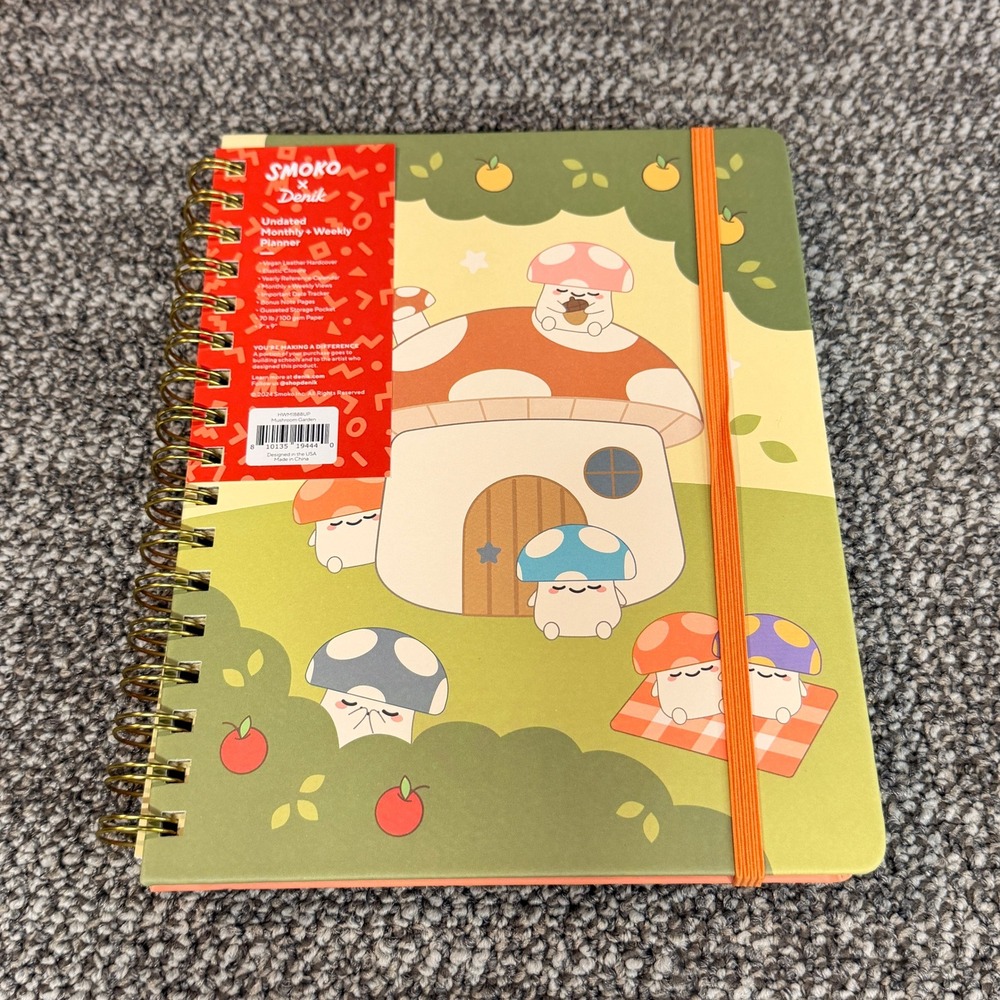 Smoko x Denik Mushroom Garden Undated Monthly Weekly Planner Vegan Leather 7x9